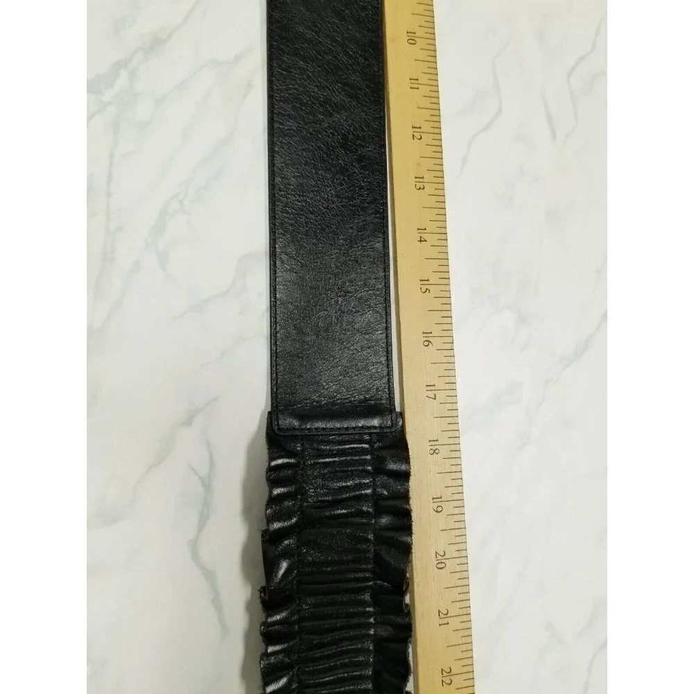 Hobo International  Black Leather Belt‎ ruffles size Medium - Picture 11 of 16
